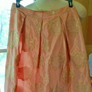 Topshop A-Line Lace Skirt Peach and metallic